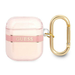 Guess Strap Collection dėklas Apple AirPods 2 ausinėms, rožinis