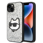 Karl Lagerfeld dėklas iPhone 14 Plus telefonui Glitter Choupette, sidabrinis