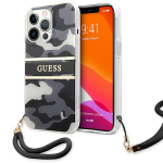 Guess Camo Strap dėklas skirtas iPhone 13 Pro Max juodas