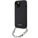 Karl Lagerfeld dėklas iPhone 14 telefonui Saffiano Monogram Chain, juodas