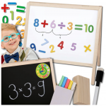 &bdquo;Bakalu&ldquo; didelė medinė dvipusė magnetinė lenta &bdquo;4in1&ldquo; su priedais