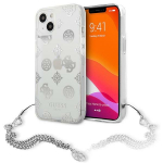 Guess iPhone 13 mini dėklas Peony Chain Collection, sidabrinis