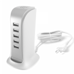 5 prievadų USB įkroviklis Dudao A5EU su EU maitinimo laidu, baltas