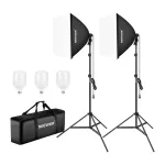 NEEWER NK200 &scaron;viesdėžių softbox ap&scaron;vietimo komplektas su stovais ir LED lemputėmis