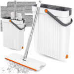 Grindų &scaron;luota su dviejų skyrių kibiru Wash + Dry, 33 cm ir 4 mikropluo&scaron;to &scaron;luostės