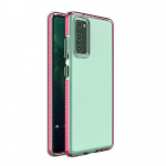 Dėklas Samsung Galaxy A72 4G Spring Case, skaidrus su &scaron;viesiai rožiniu rėmeliu
