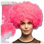 Rožinis afro perukas vakarėliams ir karnavalams