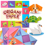 Origami rinkinys vaikams, 54 lapai, 27 gyvūnų modeliai su instrukcija