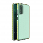 Dėklas Samsung Galaxy A72 4G Spring Case, skaidrus su geltonu rėmeliu