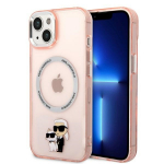Karl Lagerfeld iPhone 14 Plus dėklas Iconic Karl & Choupette, rožinis