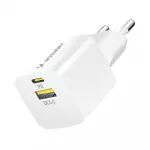 Wozinsky WWCEAC GaN USB-A ir USB-C 33W įkroviklis, baltas