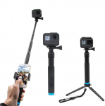 Telesin GP-MNP-090-D asmenukių lazda sporto kameroms, juoda