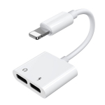 Joyroom S-Y104 Lightning į 2x Lightning ausinių adapteris, baltas