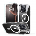 ESR Classic Hybrid Kickstand Halolock dėklas su stiklu iPhone 16 Pro, skaidrus