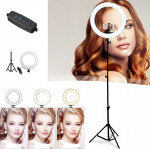 LED žiedinė lempa su trikoju stovu 60W, 26cm