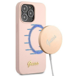 Guess Silicone Script dėklas, skirtas iPhone 13 Pro Max, &scaron;viesiai rožinis