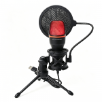 Wozinsky WM-W111 laidinis kondensatorinis žaidimų mikrofonas su stovu ir RGB ap&scaron;vietimu, juodas