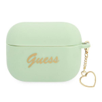 Dėklas Guess GUAPLSCHSN Silicone Charm Heart skirtas Apple AirPods Pro žalias