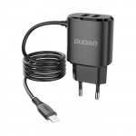 Dudao A2Pro įkroviklis 2x USB su integruotu Lightning laidu, 12W, juodas