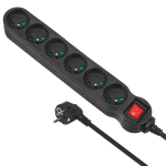 Maclean MCE188 maitinimo ilgintuvas su jungikliu, 6 lizdai, 2300W, 5m, juodas
