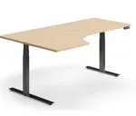 Elektra reguliuojamo auk&scaron;čio kampinis ra&scaron;omasis stalas su lenktu stalvir&scaron;iu, 200x120cm, amerikieti&scaron;kas ąžuolas, juodas