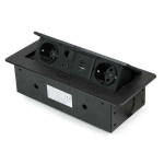 Įmontuojamas lizdų blokas Atom 26 | 2x SCHUKO, USB A+C, HDMI, juodas