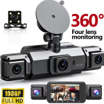 Automobilinis DVR vaizdo registratorius 360&deg; su 4 kameromis, nakties režimu ir G-jutikliu