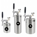 Mini keg alaus kego sistema su čiaupu ir slėgio reguliatoriumi, 2/4/5L talpa
