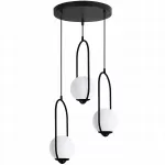 Pakabinamas lubinis &scaron;viestuvas Light Home LUNA, juodas, trigubas, su baltais sferiniais gaubtais vir&scaron; stalo