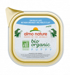 Almo Nature Bio Organic Puppy pa&scaron;tetas &scaron;uniukams su vi&scaron;tiena ir pienu, 100 g