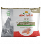 Almo Nature HFC Natural Vi&scaron;tiena su krevetėmis drėgnas maistas suaugusioms katėms, 6x55g