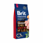Brit Premium By Nature Adult L sausas ėdalas didelių veislių &scaron;unims su vi&scaron;tiena, 15 kg