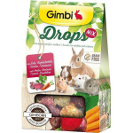 Gimbi Drops Mix With Herbs, Beetroot, Carrot, Dandelion be grūdų papildomas maistas-skanėstas graužikams, 50 g
