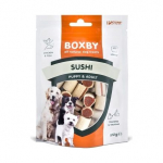 Boxby Original Sushi For Dogs papildomas vi&scaron;tienos ir žuvies su&scaron;i suaugusiems &scaron;unims, 100 g
