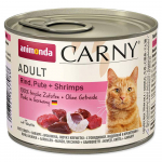 Animonda carny adult drėgnas maistas katėms su jautiena, kalakutiena ir krevetėmis, 200g