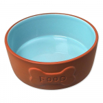 Dog Fantasy Ceramic Bowl Food plytų/mėlyna keramikinė dubenėlis &scaron;unims su užra&scaron;u ir mėlynu vidumi, 13 cm, 0,35 l