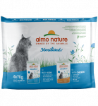 Almo Nature Holistic Sterilised drėgnas maistas sterilizuotoms katėms su menke ir vi&scaron;tiena, 6x70 g