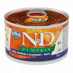Farmina N&D Pumpkin Lamb Blueberry Puppy drėgnas maistas &scaron;uniukams su ėriena, moliūgu ir mėlynėmis, 140 g