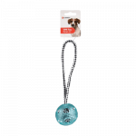 Flamingo Djengo Blue medvilninė virvė su TPR guminiu kamuoliu &scaron;unims, 25 cm