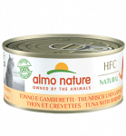 Almo Nature HFC Natural tunzivs su krevetėmis, konservai suaugusiems katėms, 150 g