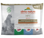Almo Nature HFC Jelly Multipack Tunų asorti drėgnas ėdalas suaugusioms katėms, tunų asorti drebučiuose, 6x55 g