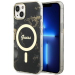 Guess Golden Marble MagSafe dėklas iPhone 14 Plus &ndash; juodas