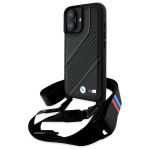 BMW M Edition Carbon Stripe & Strap dėklas iPhone 16 &ndash; juodas