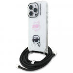 Karl Lagerfeld IML Crossbody Karl&Choupette galvos dėklas, skirtas iPhone 16 Pro Max - baltas