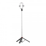 Selfie stick WC13YDS teleskopinis trikojis 1,3 m su dviguba lempa ir telefono laikiklio - juoda
