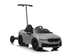 Akumuliatorinis automobilis BMW M5 su platforma tėvui, sidabrinis - uniwersalny