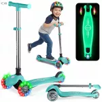 Vaiki&scaron;kas triratis paspirtukas RicoKids su LED ap&scaron;vietimu, sulankstomas, iki 50 kg