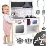 Medinė interaktyvi žaislinė virtuvėlė RicoKids RC-846 su LED &scaron;vieselėmis ir garsais