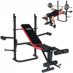 Reguliuojamas treniruoklių suoliukas Funfit su &scaron;tangos laikikliais ir kojų treniruokliu, iki 120 kg