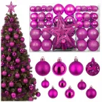 Kalėdinių eglutės žaisliukų rinkinys ARSA GO, 101 vnt., violetinis, su žvaigžde 18 &times; 18 cm